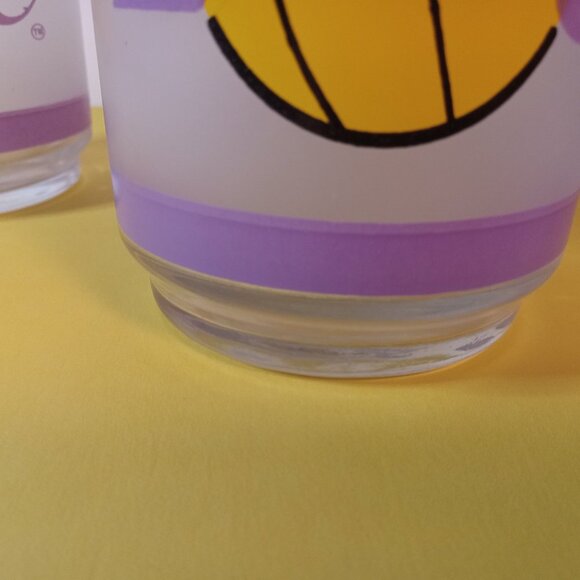 Set of 2 Vintage Los Angeles Lakers Frosted Glasses Mobil ROCKS GLASSES - Picture 5 of 8